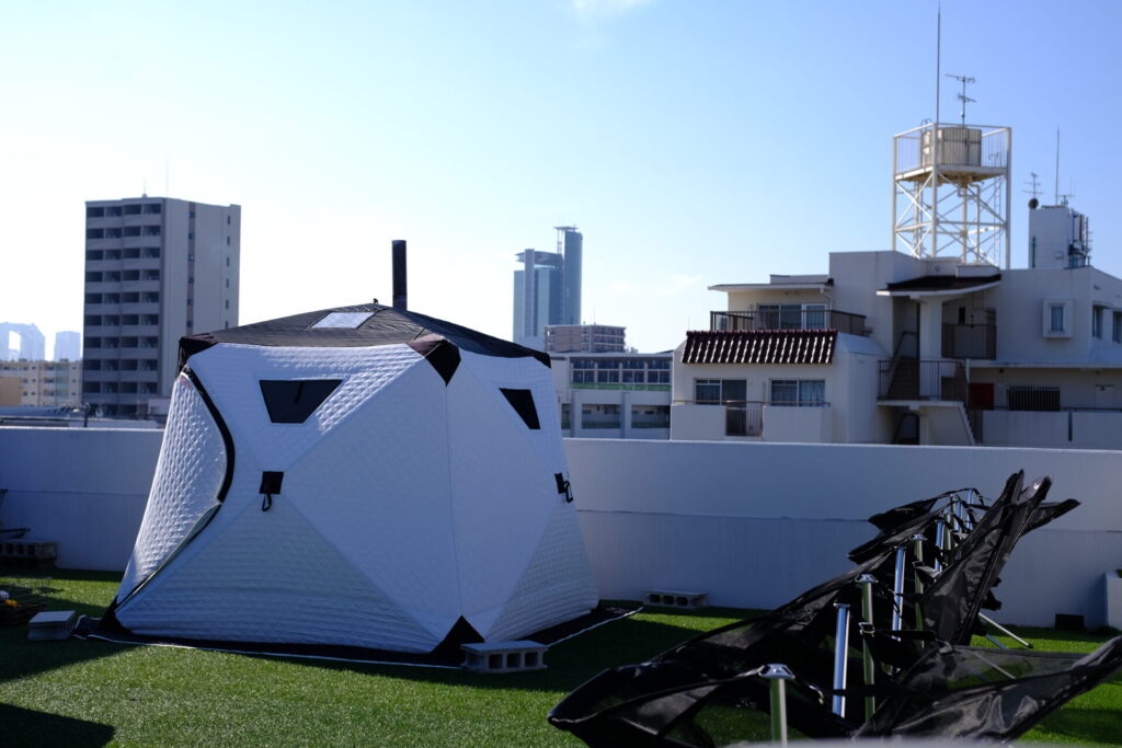 輝ノ庭に置いてあるテントサウナ